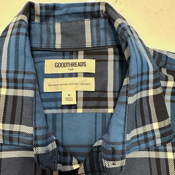 Good Threads Blue long sleeve plaid striped shirt - Picture 3 of 5